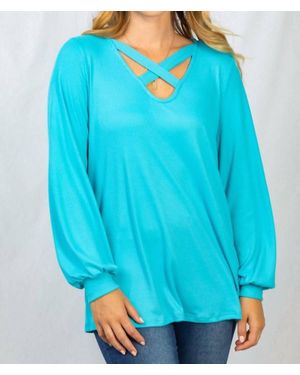 White Birch Solid Long Sleeve Top - Blue