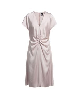 BOSS V-Neck Dress With Gathered Waistband - Gray