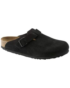 Birkenstock Boston Soft Footbed Suede Sandal - Black