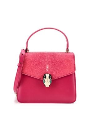BVLGARI Serpenti Forever Top Handle Bag Leather And Stingray - Pink