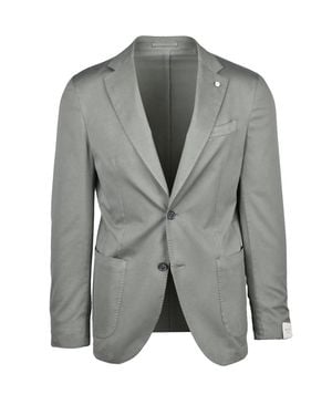 L.B.M. 1911 Sage Unlined Button Cotton-Silk Stretch Blazer - Gray