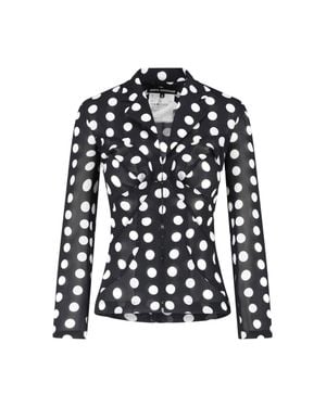 Junya Watanabe Polka Dot Fitted V-Neck Shirt - Black