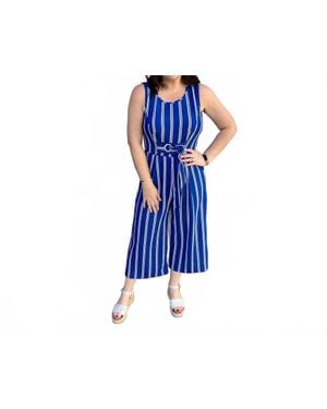 Apricot Stripe Jumpsuit - Blue