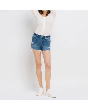 VERVET BY FLYING MONKEY High Rise Distressed Shorts - Blue