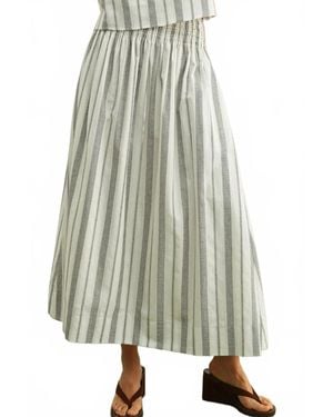 Miou Muse Blaire Smock Waist Long Skirt - White
