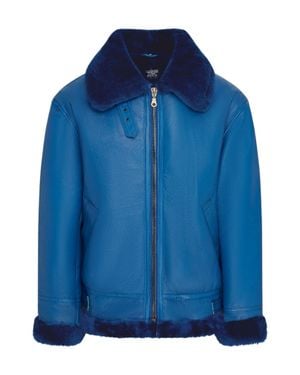 Infinity Leather B3 Bomber Raf Aviator Sheepskin Jacket -Wyndham - Blue