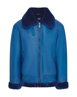 Infinity Leather B3 Bomber Raf Aviator Sheepskin Jacket -Wyndham - Blue