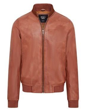 Infinity Leather Soft Leather Ma-1 Varsity Bomber Jacket - Pink