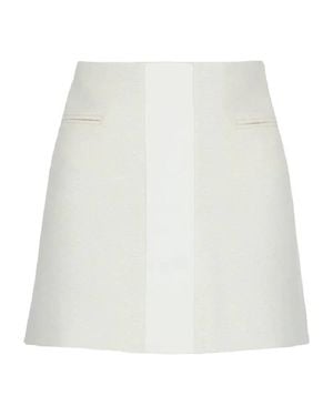Ferragamo Contrasting Panel Low Rise Mini Skirt, Brand Size 42 Us - White