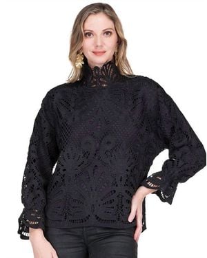Jade & Joy Joy Lace Mock Neck Top - Blue