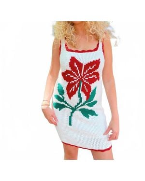 Sadie & Sage Lou Lou Flower Knit Mini Dress - Red