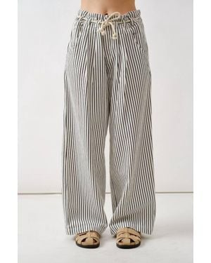 Aaron & Amber Trisha Stripe Wide Leg Pants - Gray