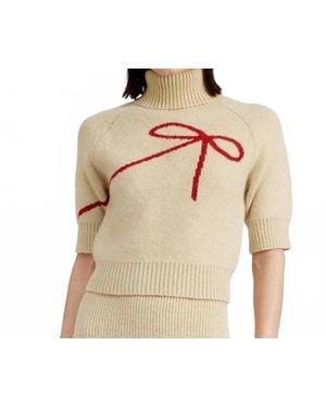 En Saison Short Sleeve Bow Sweater - Natural