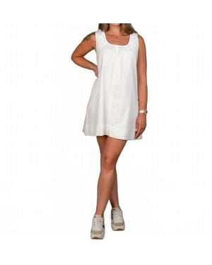 Day + Moon Sleeveless Swing Mini Dress - White