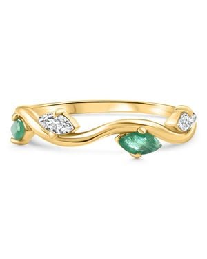 Pompeii3 3/8Ct Emerald Marquise Shape Diamond & Gemstone Wedding Ring 10K Lab Grown - Yellow