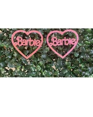 Bosuk Glitter Barbie Heart Acrylic Earrings - Green