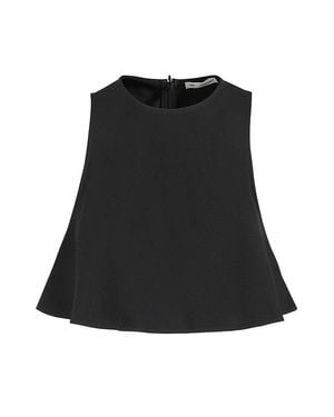 Ami Paris Flared Hem Crepe Top - Black