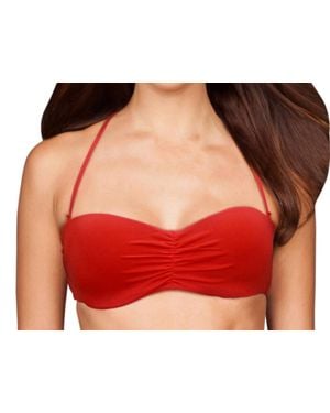 Zalia Center Ruched Bandeau Bikini Top - Red