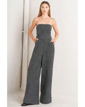 TRUEDAMES Haute Strapless Tweed Jumpsuit - Black