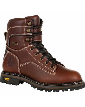 Georgia Boot Amp Lt Logger Waterproof Low Heel Logger Boot - Brown