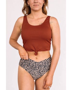 Mack & Mal Ribbed Front Knot Swimsuit Tankini - Multicolor