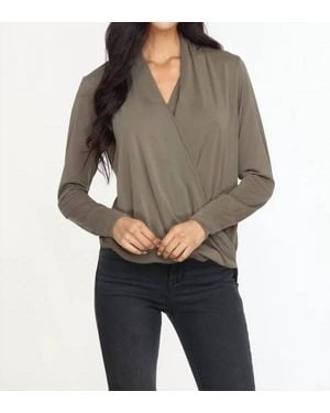 Veronica M Cupro Draped Surplice Top - Gray