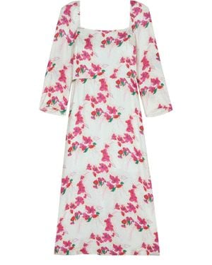 Ba&sh Elonor Ivory Floral Midi Dress - Multicolor