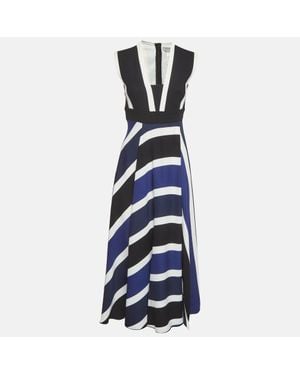 Sportmax Striped Crepe Sleeveless Midi Dress - Blue