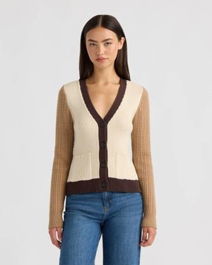 NVLT Color Block Cable Cardigan - Blue