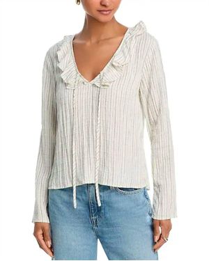 Bella Dahl Tie Ruffle Neck Top - White