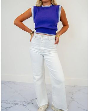 Strut & Bolt Embroidered Sleeveless Pontelle Knit Top - Blue