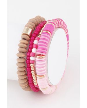 Fashnzfab Multi Beaded Bracelet - Pink