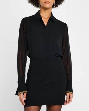 FRAME Beaded Femme Button Up Shirt - Black