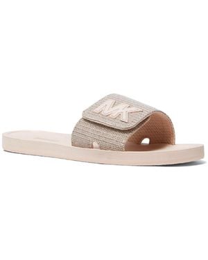 MICHAEL Michael Kors Mk Slide Metallic Chain Slide Sandals - White
