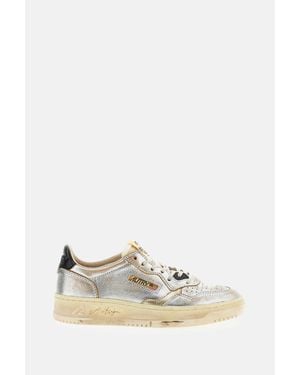 Autry Medalist Super Vintage Laminated Leather Sneakers - Metallic