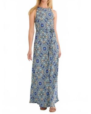 NIC+ZOE Filagree Tile Becca Maxi Dress - Blue