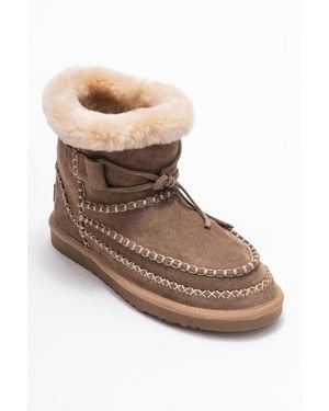 Forever & Always Shoes Jorel Leather Fur Lined Ankle Boot - Brown