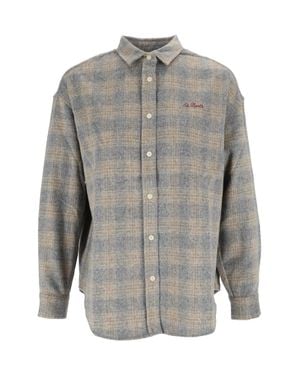 MC2 Saint Barth Lully Flannel Snoopy Embroidered Long-Sleeved Shirt - Gray