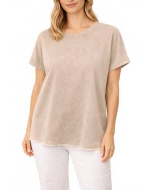 Zenana French Terry Acid Washed T Shirt - Natural