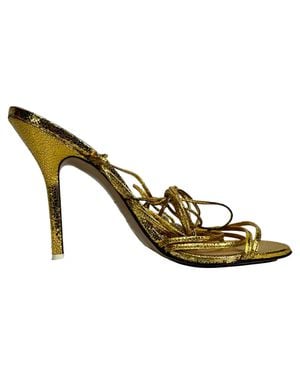 The Attico Crystal Ball Embellished Strappy Sandal Heels - Metallic