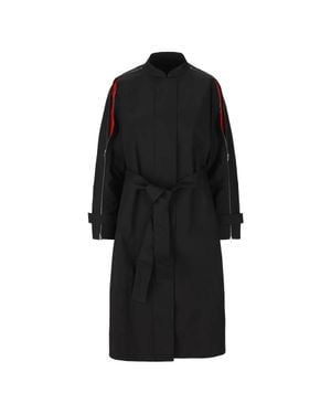 Ferragamo Contrasting Inserts Trench Coat, Brand Size 40 Us - Black