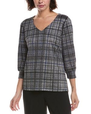 Premise Studio V-Neck Drop Needle Top - Gray