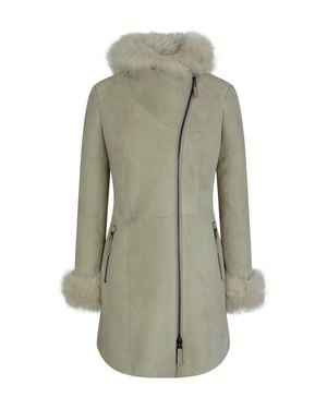 TruClothing Toscana Sheepskin Suede Hood Jacket - Gray