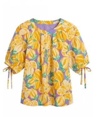 Fate Fruit Print Blouse - Yellow