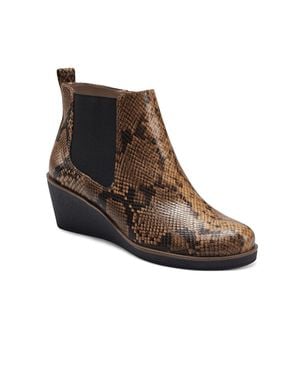 Aerosoles Brandi Boots Snakeskin Wedge Heel Bootie Jobb1363 - Black