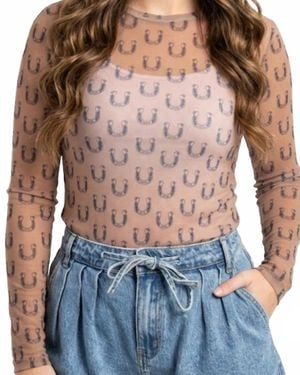 Blakeley Horseshoe Mesh Top - Brown
