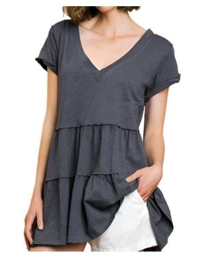 Umgee Tiered Ruffle Tunic - Black