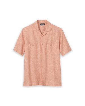 Paul Fredrick Slim Fit Linen Blend Solid Casual Shirt - Pink