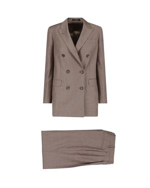 Tagliatore Double-Breasted Virgin Wool Suit With Peaked Lapels - Gray
