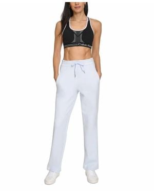 Calvin Klein Fleece High-Waist Angled-Pocket Sweatpants - Blue